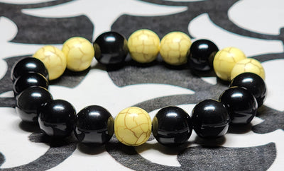 Unisex Yellow Howlite & Golden Obsidian Stretch Bracelet