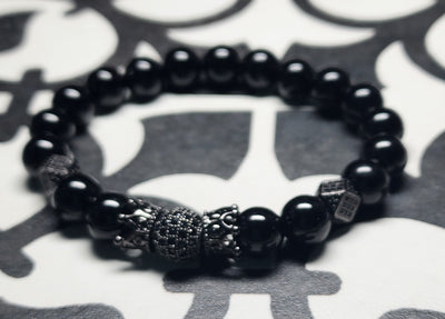 Unisex Black Obsidian Stretch Bracelet