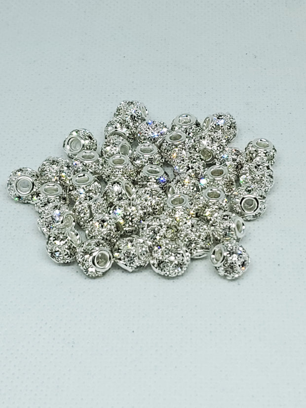 4pc Silver & Crystal Spacer Beads