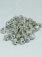 4pc Silver & AB Crystal Spacer Beads