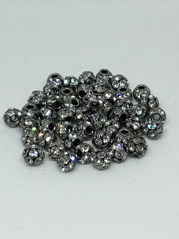 4pc Black Crystal Spacer Beads