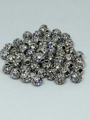 4pc Gun Metal Black & Crystal Spacer Beads