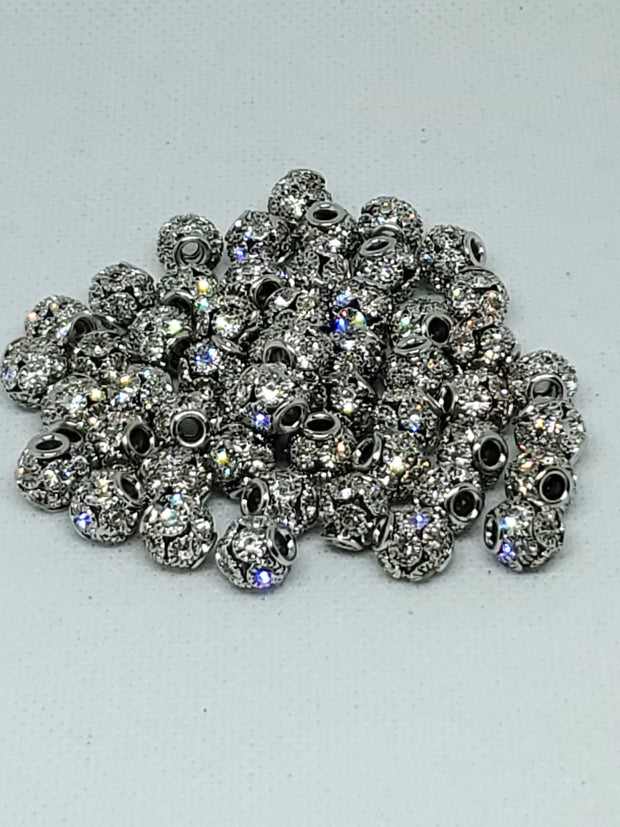 4pc Gun Metal Black & Crystal Spacer Beads