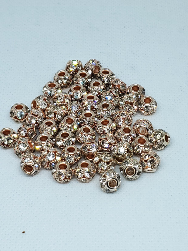 4pc Rose Gold & Crystal Spacer Beads