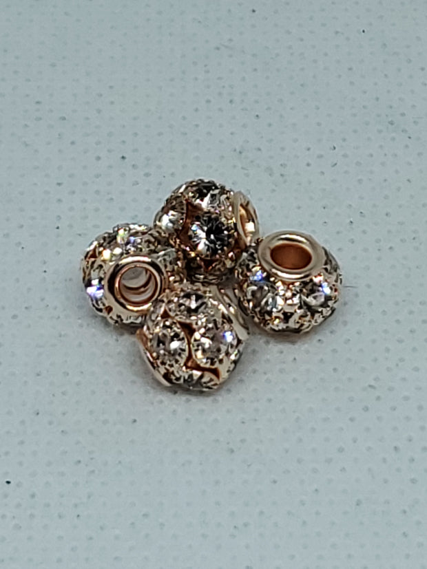 4pc Rose Gold & Crystal Spacer Beads