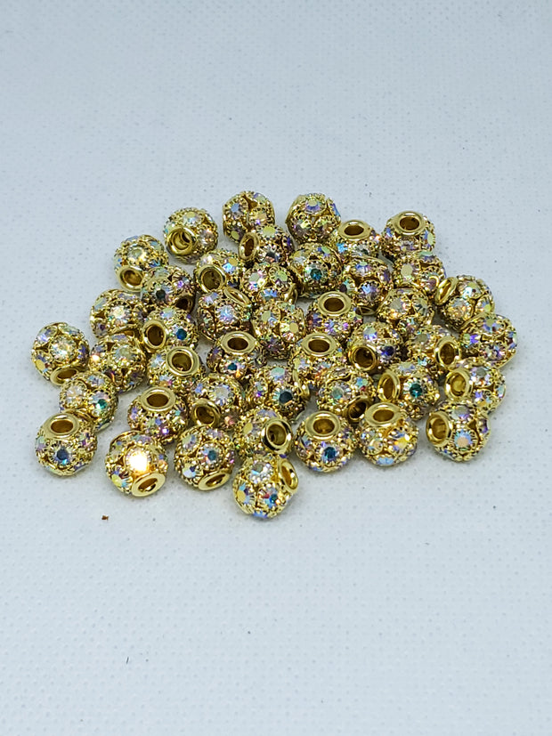 4pc Gold & AB Crystal Spacer Beads