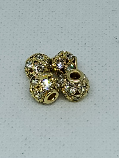 4pc Gold & Crystal Spacer Beads