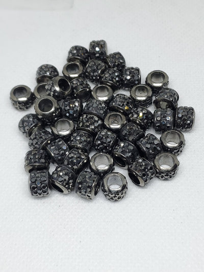 5pc Gun Metal Black Crystal Spacer Beads