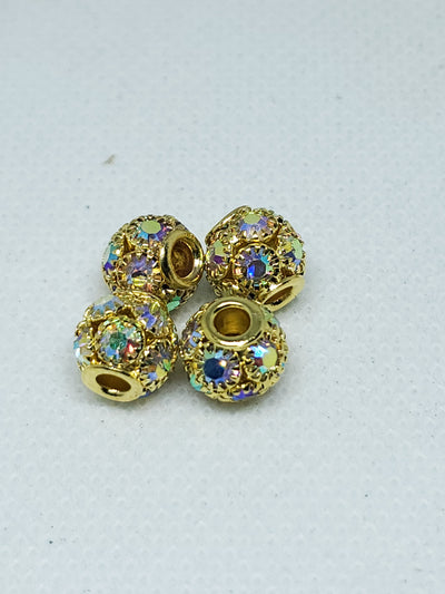 4pc Gold & AB Crystal Spacer Beads