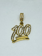 Gold & Crystal "100%" Charm