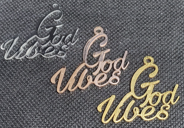 Cursive "God Vibes" Charm