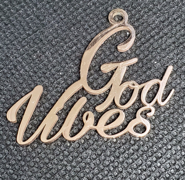 Cursive "God Vibes" Charm