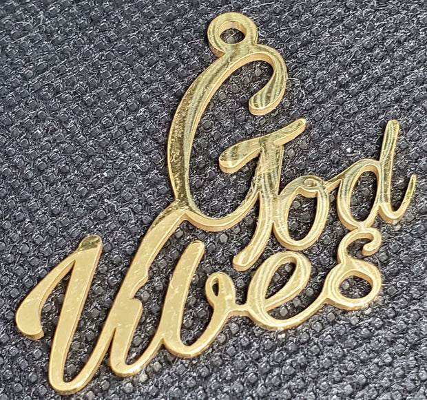 Cursive "God Vibes" Charm