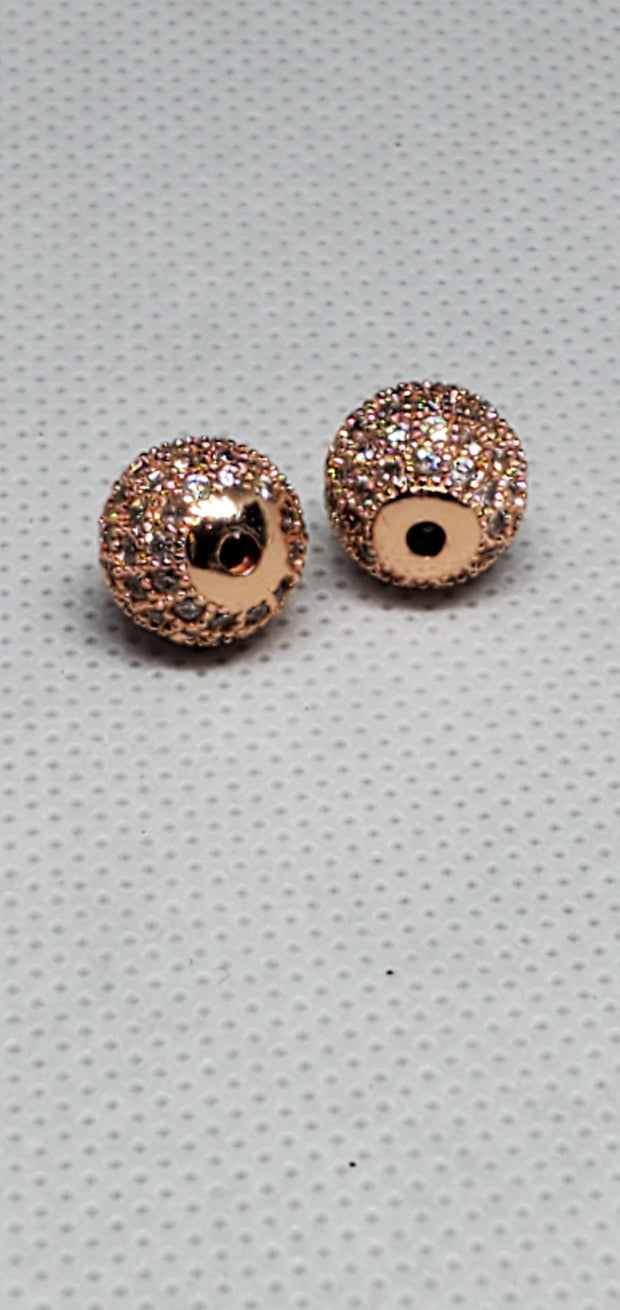CZ Diamond Ball Spacer Beads 2pcs