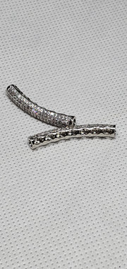 CZ Diamond Hollow Curved Spacer Beads 2pcs