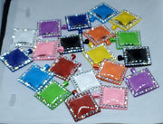 25mm Colorful Square Bezels Trays w/Clear Crystals