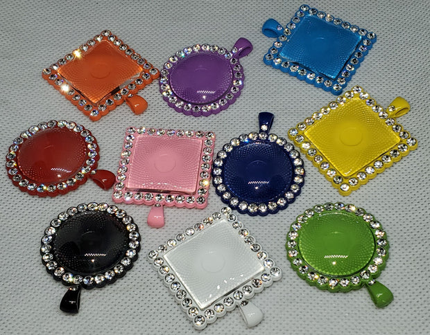 20pc Colorful Round & Square Mixed Bezel Trays w/Clear Crystals