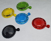 25mm Colorful Round  Bezel Trays w/Color Crystals