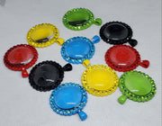 25mm Colorful Round  Bezel Trays w/Color Crystals