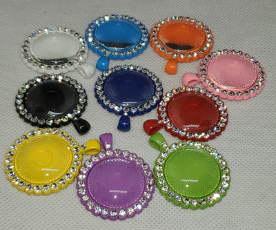 25mm Colorful Round Bezel Trays w/Clear Crystals