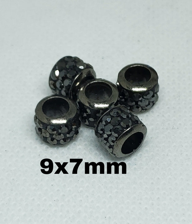 5pc Gun Metal Black Crystal Spacer Beads