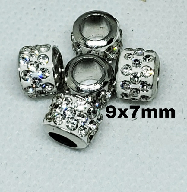 5pc Silver Crystal Spacer Beads