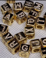 18K Gold Filled Initial Letter Cube Bead